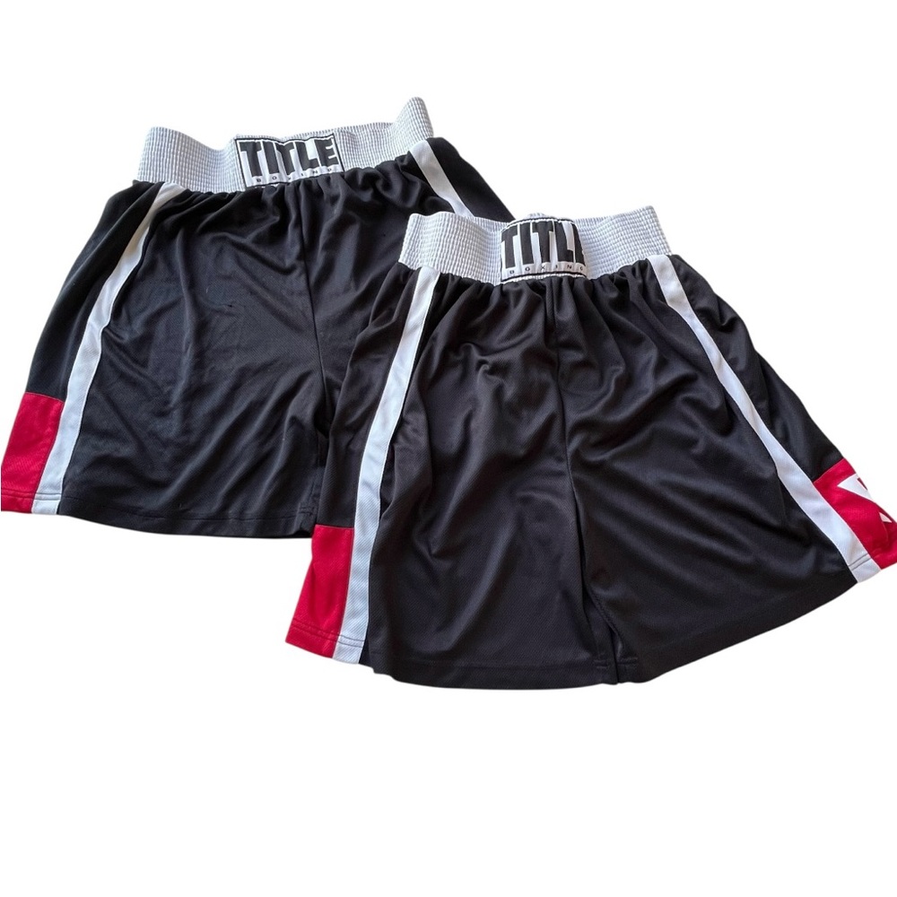 Title Boxing Shorts/Training Trunks Bundle - 2 Pairs Black & Red Men’s Sz M